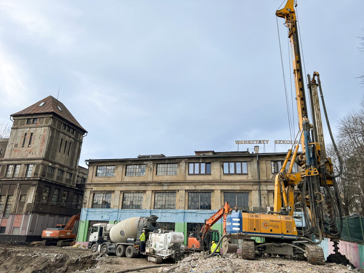 Prace geotechniczne na terenie dawnej fabryki BEFAMA w Bielsku-Białej
